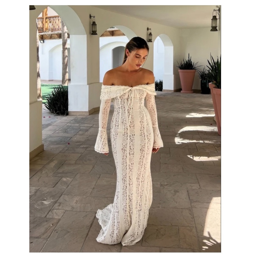 Georgette Lace Maxi- Ivory  - Angel Lane Clothing